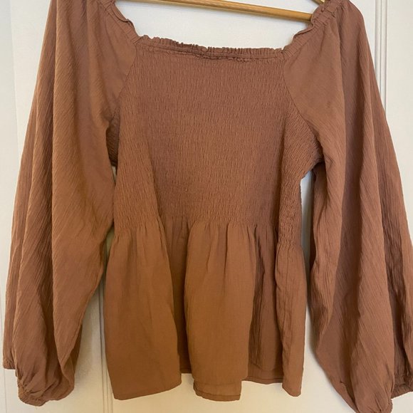 Pink Madewell Peasant Top - Picture 2 of 3